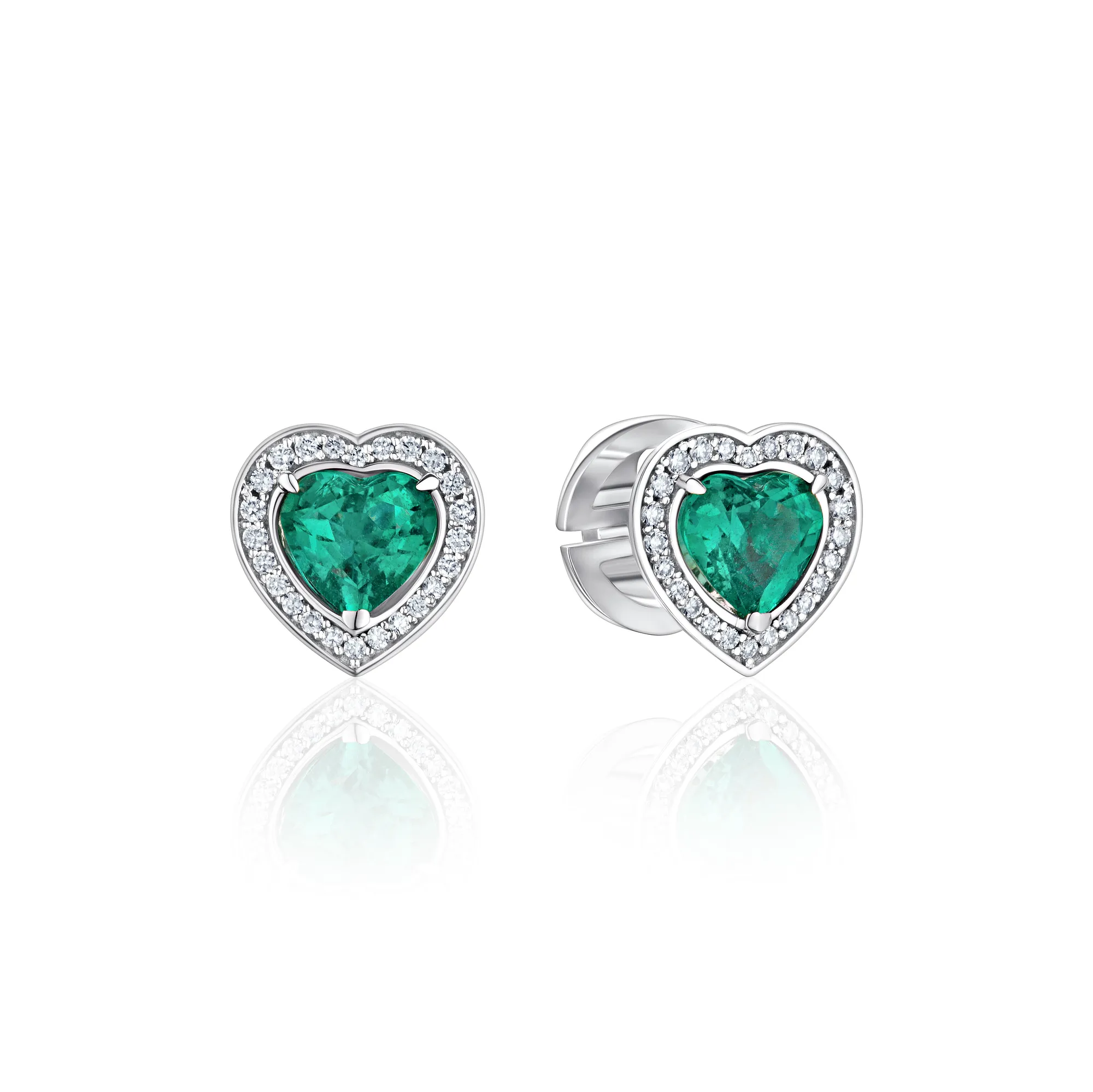 Пусеты «Изумрудные Сердца»